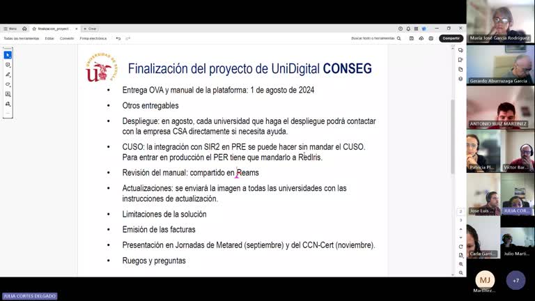 Reunión UNIDIGITAL: Proyecto: Plataforma de campañas automáticas de concienciación para universidades - 25/07/2024